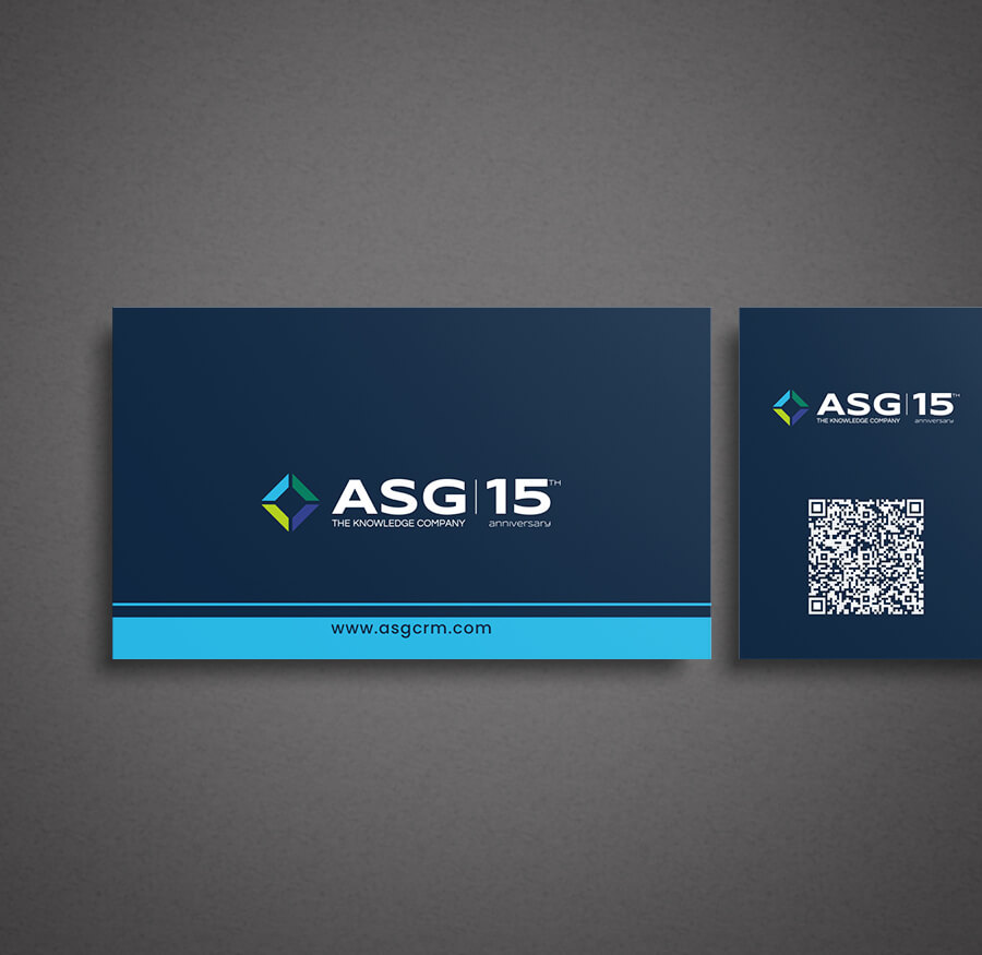 Cărți de vizită ASG cu logo-ul aniversar de 15 ani