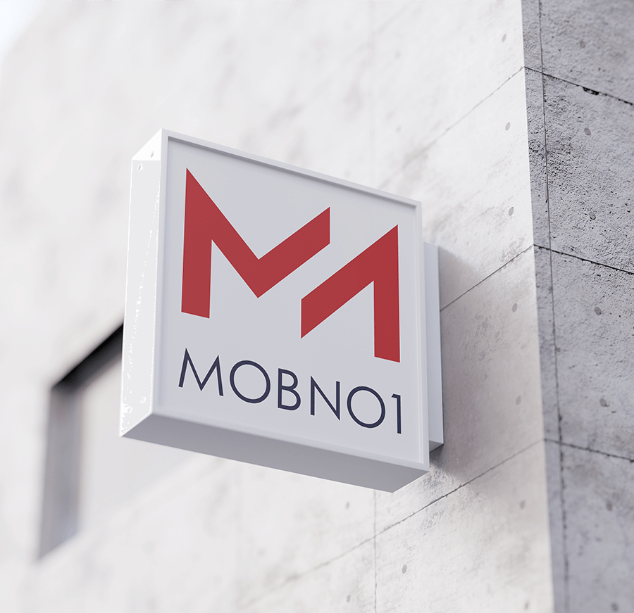 MobNo1 logo on an outdoor sign